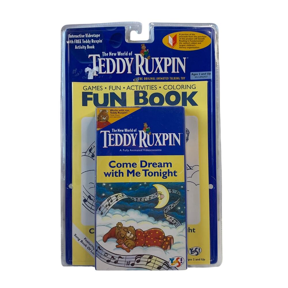 Teddy Ruxpin Kids OS VHS Fun Book Come Dream with Me Tonight Blue Vintage 1998